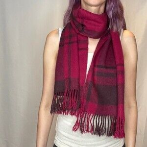Unbranded Felted Tight Knit Woven Scarf Fringe Berry Burgundy Pink Purple Cozy